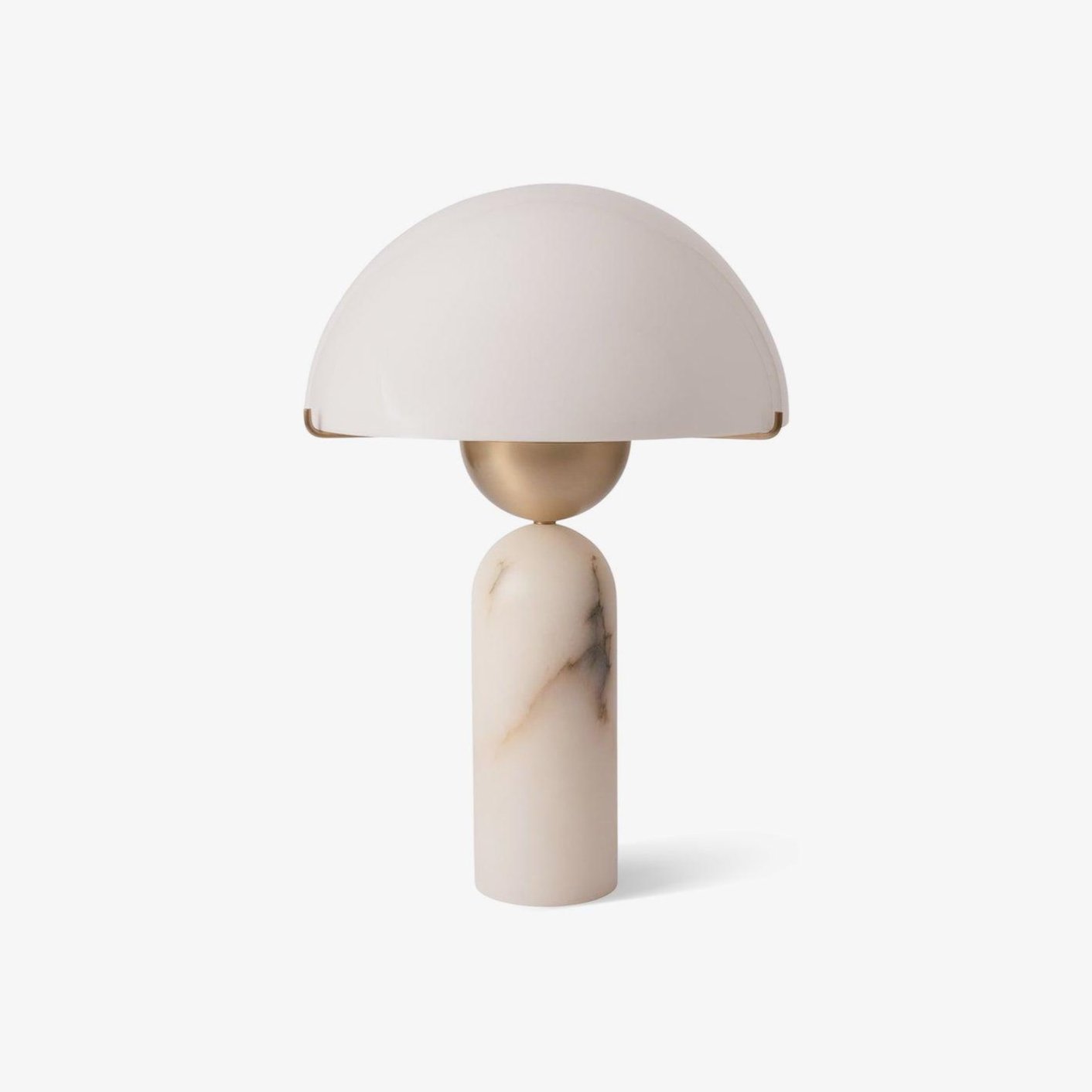 Alabaster Table Lamp | Spherical Design | White and Gold | 30cm Diameter
