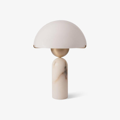 Alabaster Table Lamp | Spherical Design | White and Gold | 30cm Diameter