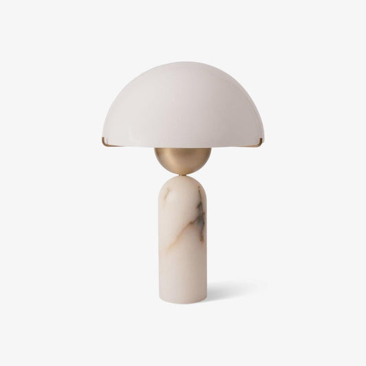 Alabaster Table Lamp | Spherical Design | White and Gold | 30cm Diameter