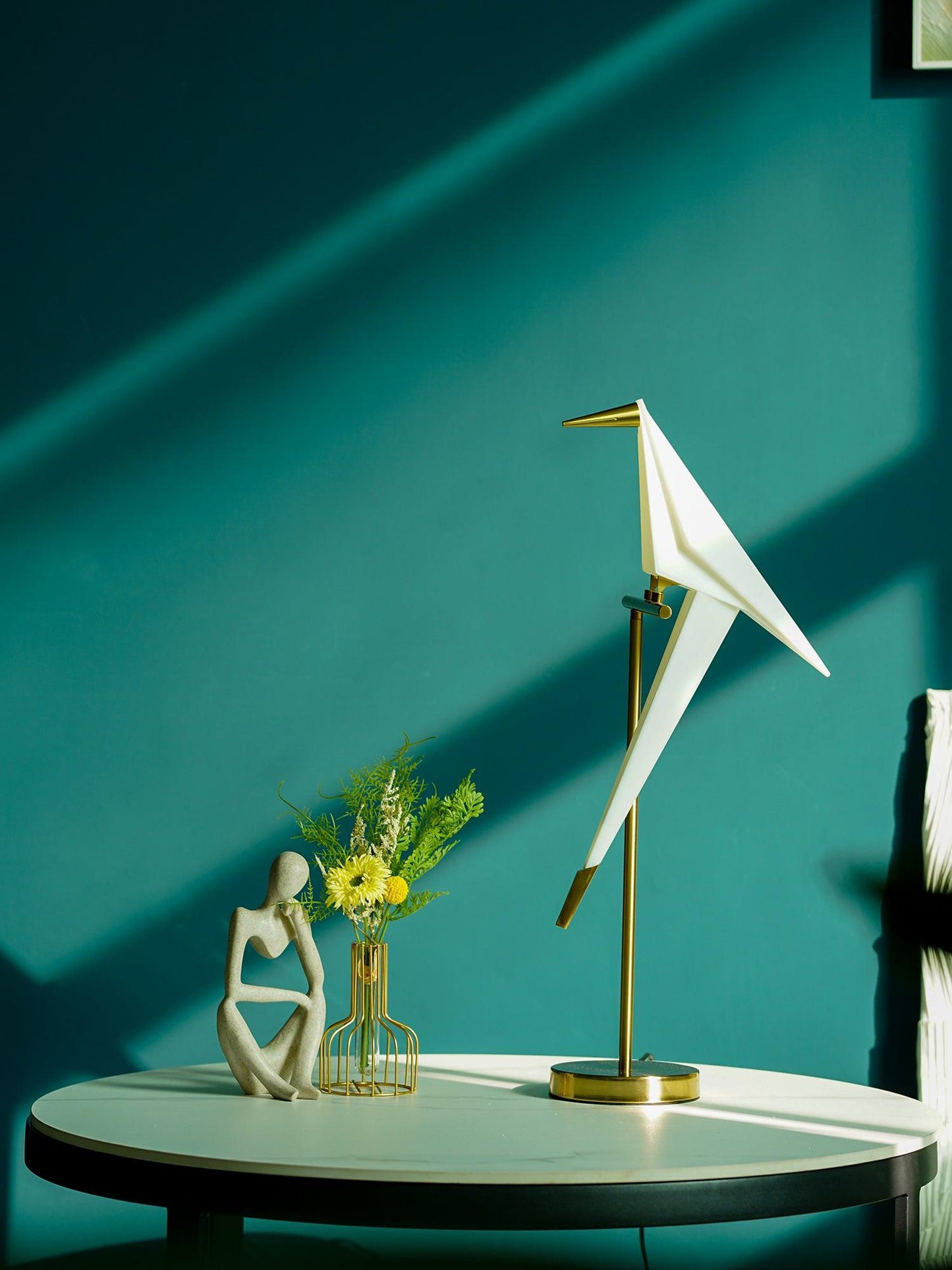 Paper Crane Bird Table Lamp | Integrated LED | Gold & White