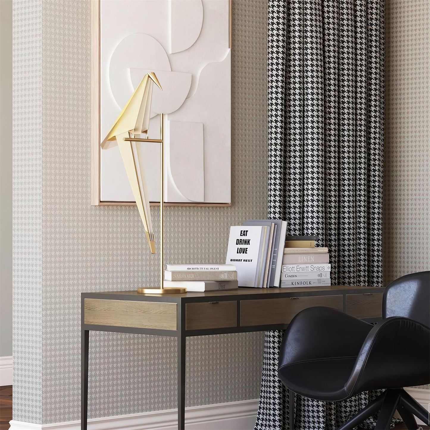 Paper Crane Bird Table Lamp | Integrated LED | Gold & White
