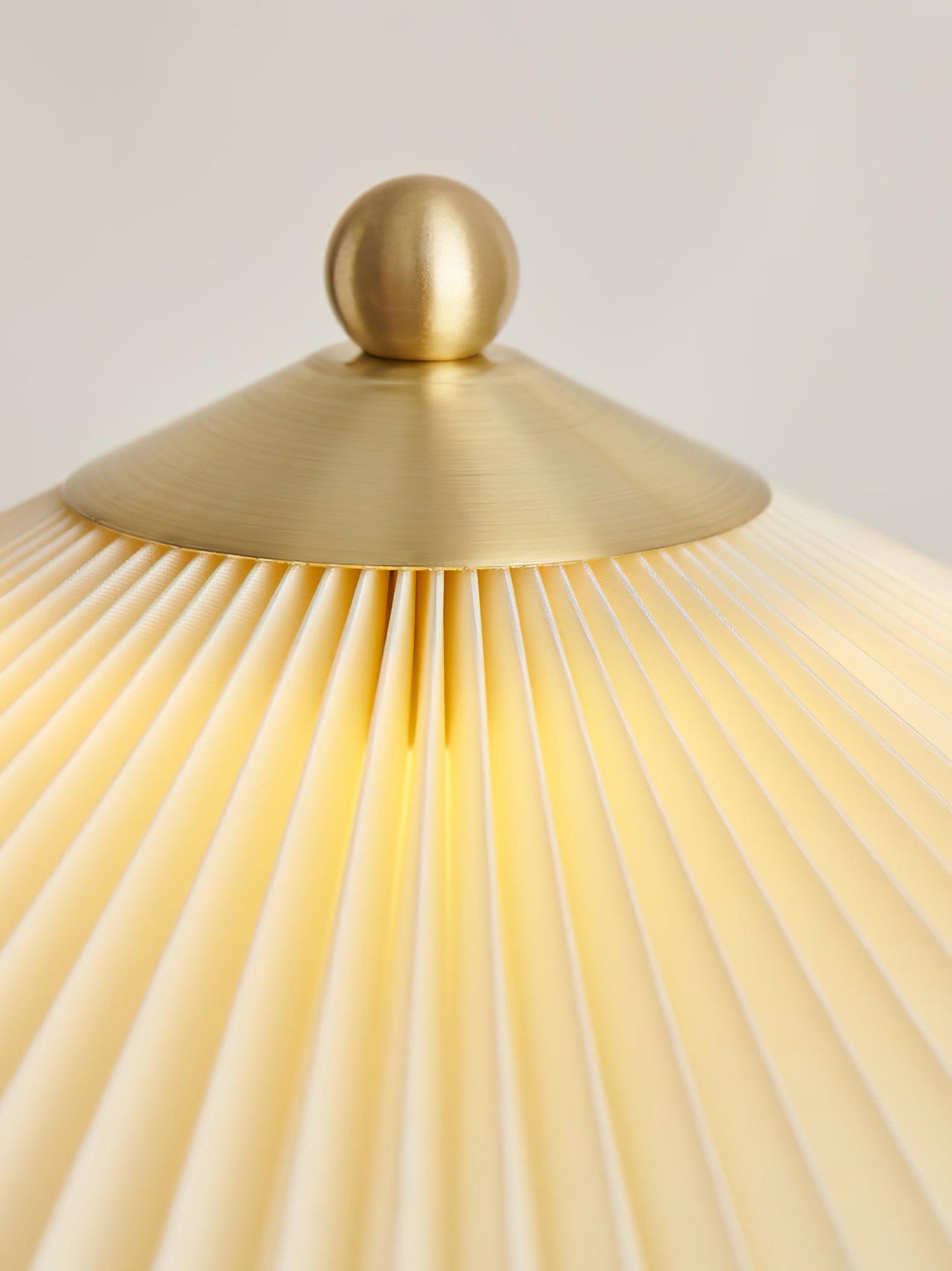 Pleated Table Lamp | Brushed Gold Base & Beige Shade | 36cm Diameter