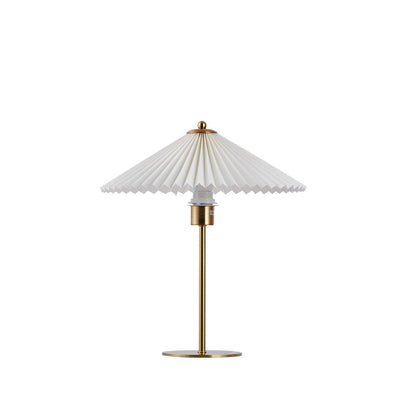 Pleated Table Lamp | Brushed Gold Base & Beige Shade | 36cm Diameter