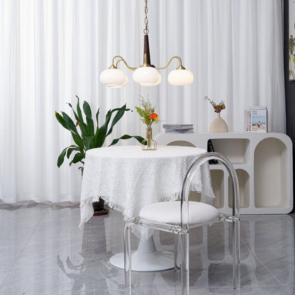 Persimmon Chandelier | Wood & Metal | Gold & Walnut Retro Style