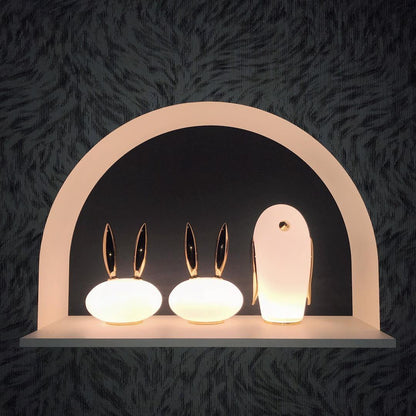 Animal Table Lamp | Frosted Glass & Gold Accents | Owl, Rabbit & Penguin Characters