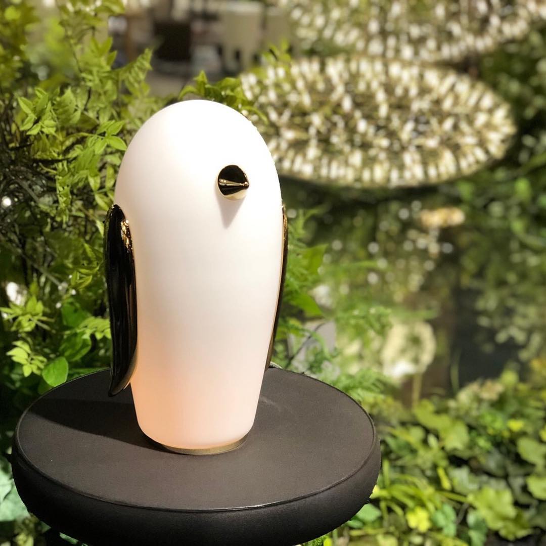 Animal Table Lamp | Frosted Glass & Gold Accents | Owl, Rabbit & Penguin Characters