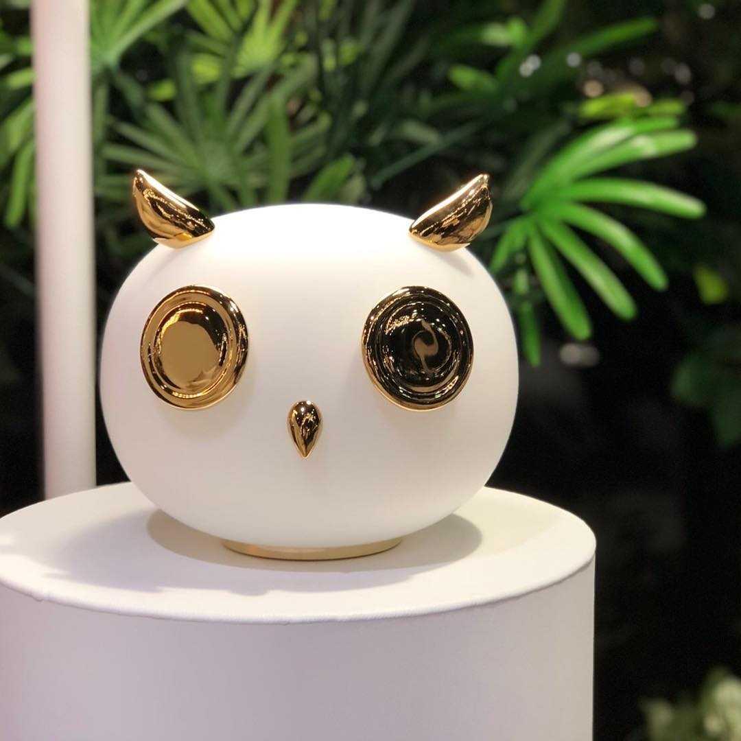 Animal Table Lamp | Frosted Glass & Gold Accents | Owl, Rabbit & Penguin Characters
