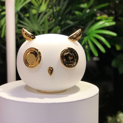 Animal Table Lamp | Frosted Glass & Gold Accents | Owl, Rabbit & Penguin Characters