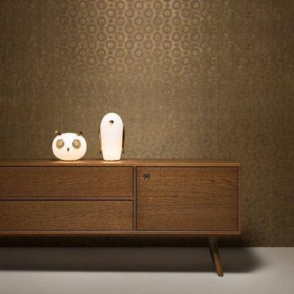 Animal Table Lamp | Frosted Glass & Gold Accents | Owl, Rabbit & Penguin Characters
