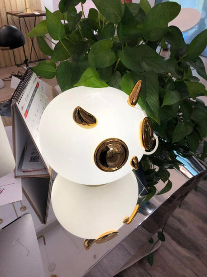 Animal Table Lamp | Frosted Glass & Gold Accents | Owl, Rabbit & Penguin Characters
