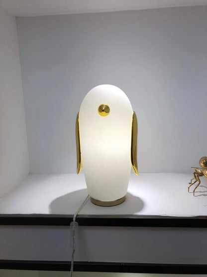 Animal Table Lamp | Frosted Glass & Gold Accents | Owl, Rabbit & Penguin Characters