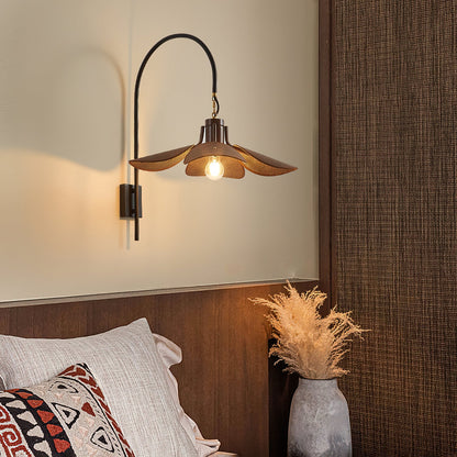 Petal Bloom Wall Lamp | Vintage Chestnut Design | Black & Walnut
