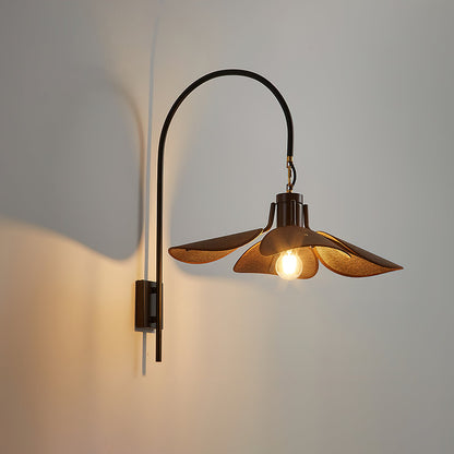 Petal Bloom Wall Lamp | Vintage Chestnut Design | Black & Walnut
