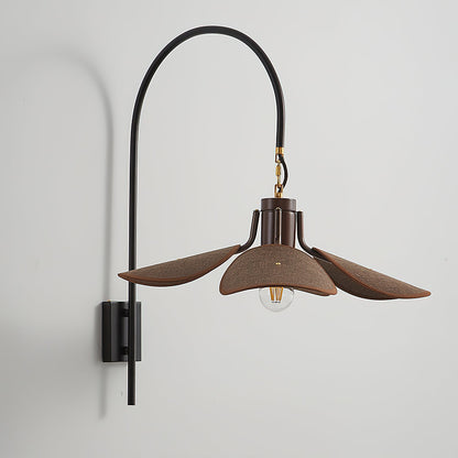 Petal Bloom Wall Lamp | Vintage Chestnut Design | Black & Walnut