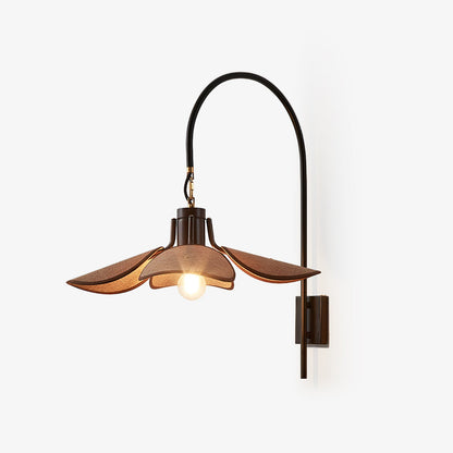 Petal Bloom Wall Lamp | Vintage Chestnut Design | Black & Walnut