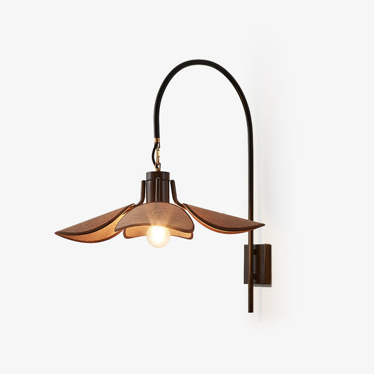 Petal Bloom Wall Lamp | Vintage Chestnut Design | Black & Walnut