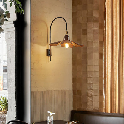 Petal Bloom Wall Lamp | Vintage Chestnut Design | Black & Walnut