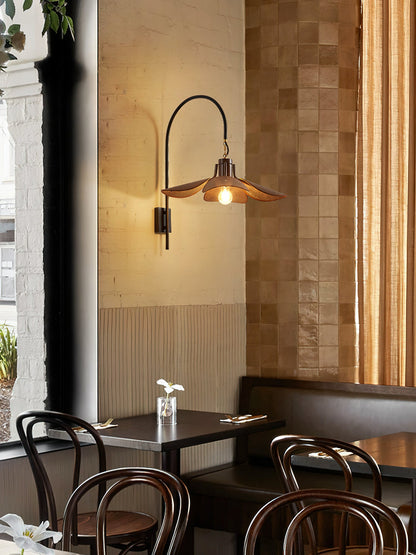 Petal Bloom Wall Lamp | Vintage Chestnut Design | Black & Walnut