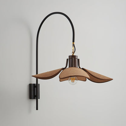 Petal Bloom Wall Lamp | Vintage Chestnut Design | Black & Walnut