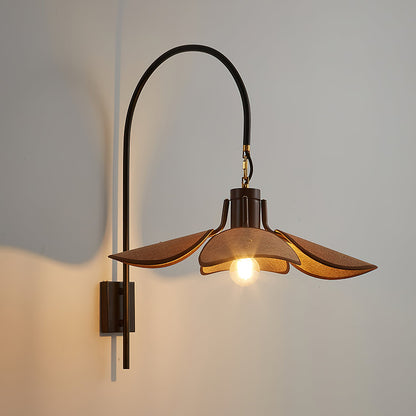Petal Bloom Wall Lamp | Vintage Chestnut Design | Black & Walnut