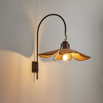 Petal Bloom Wall Lamp | Vintage Chestnut Design | Black & Walnut