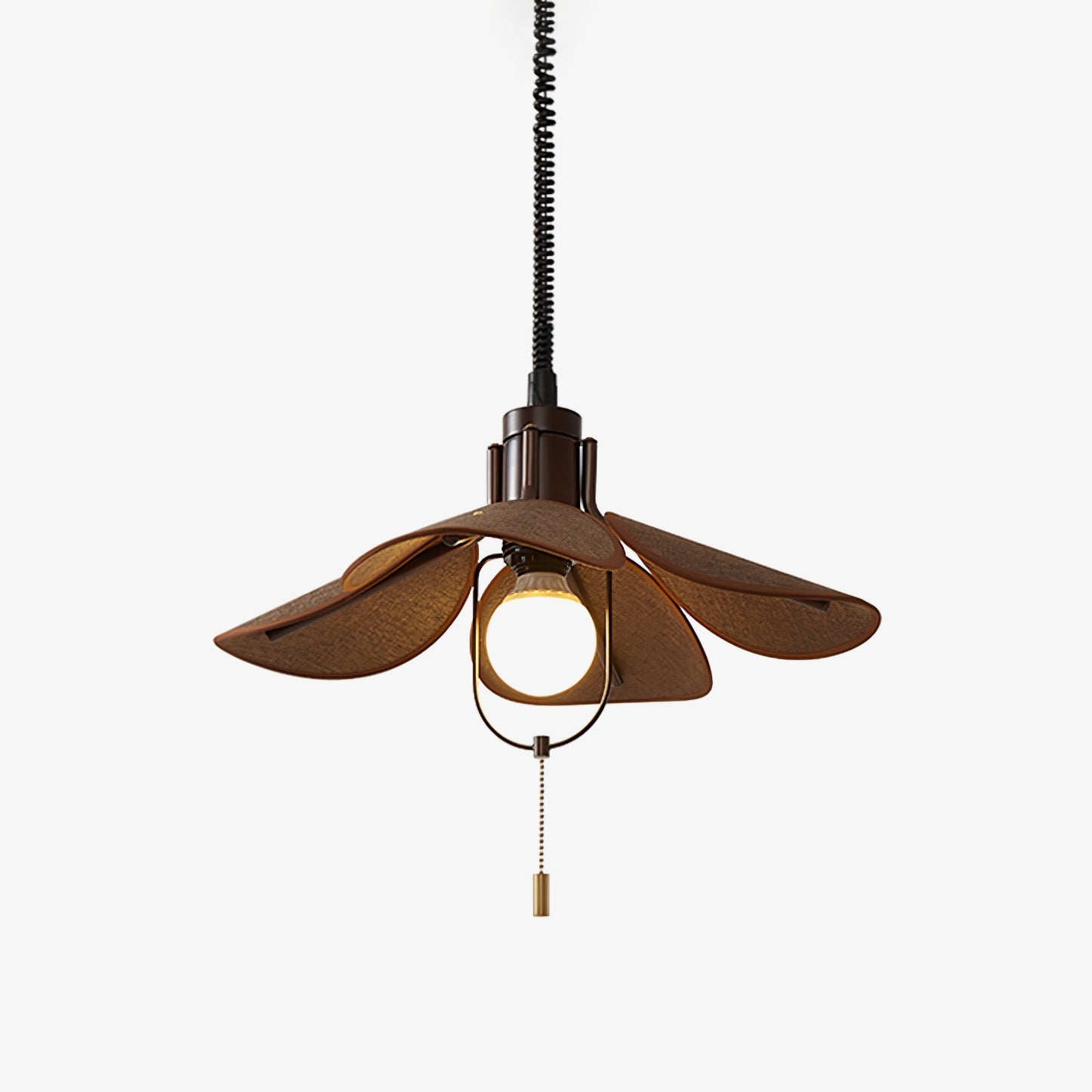Petal Bloom Pendant Light | Metal & Fabric | Black Walnut Finish