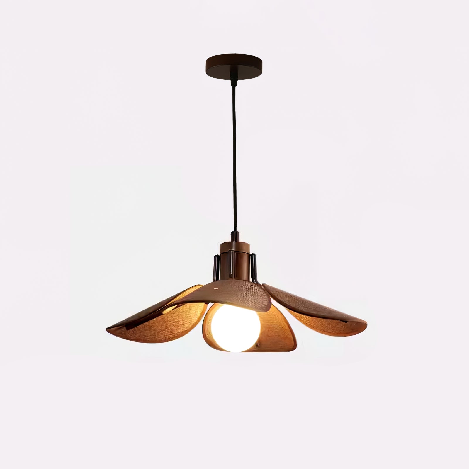 Petal Bloom Pendant Light | Metal & Fabric | Black Walnut Finish