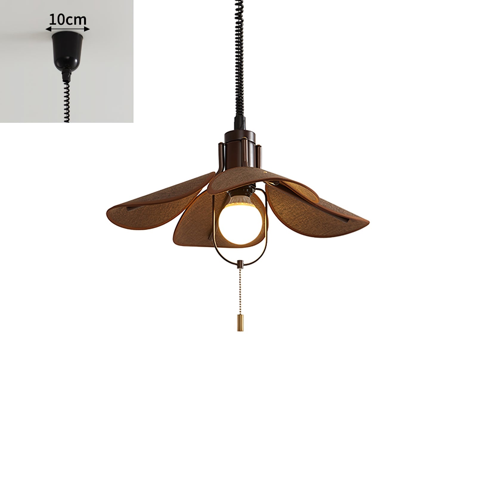 Petal Bloom Pendant Light | Metal & Fabric | Black Walnut Finish