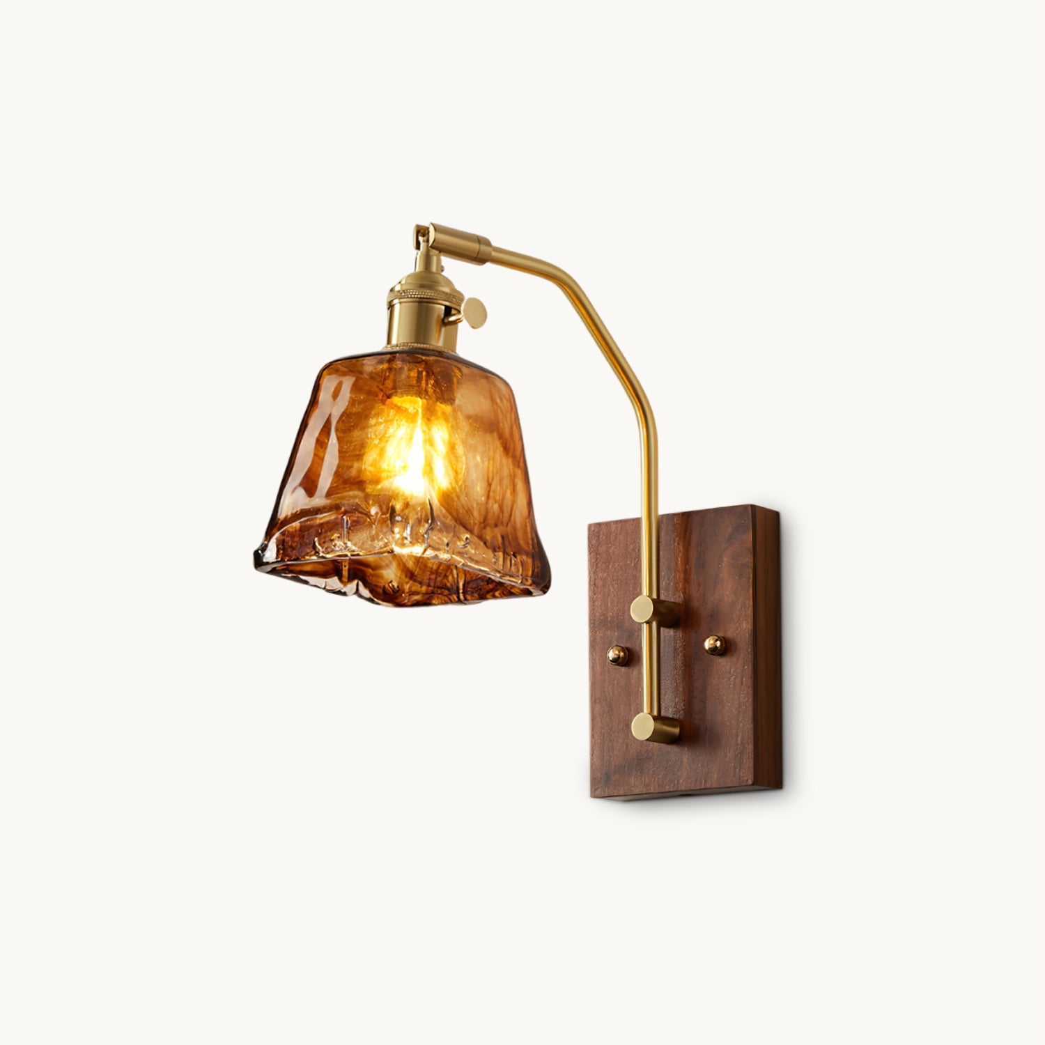 Vintage Wall Lamp | Amber Glass & Brass | Indoor Lighting