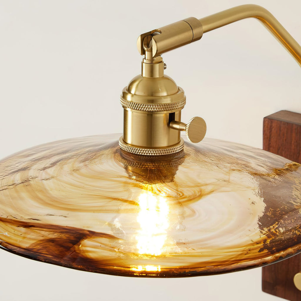Vintage Wall Lamp | Amber Glass & Brass | Indoor Lighting