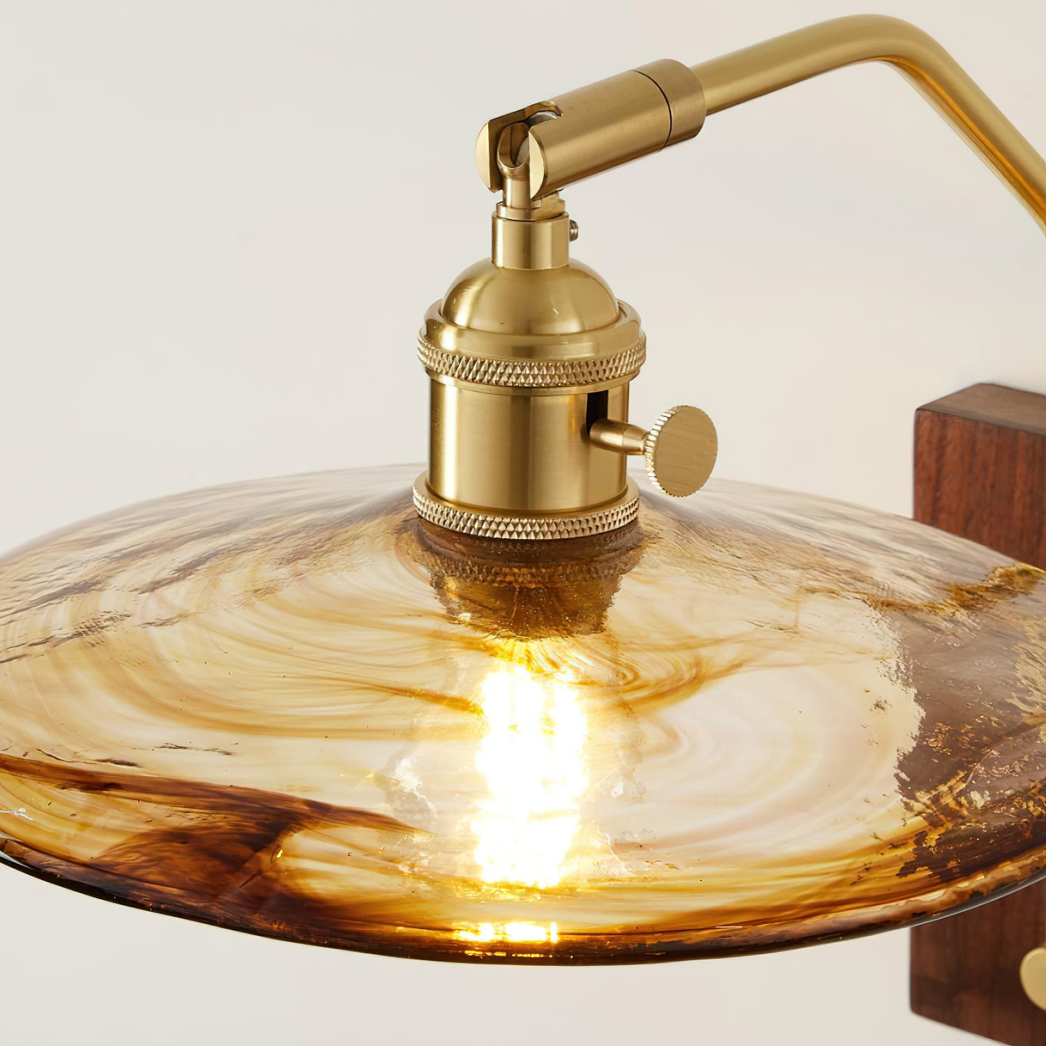 Vintage Wall Lamp | Amber Glass & Brass | Indoor Lighting