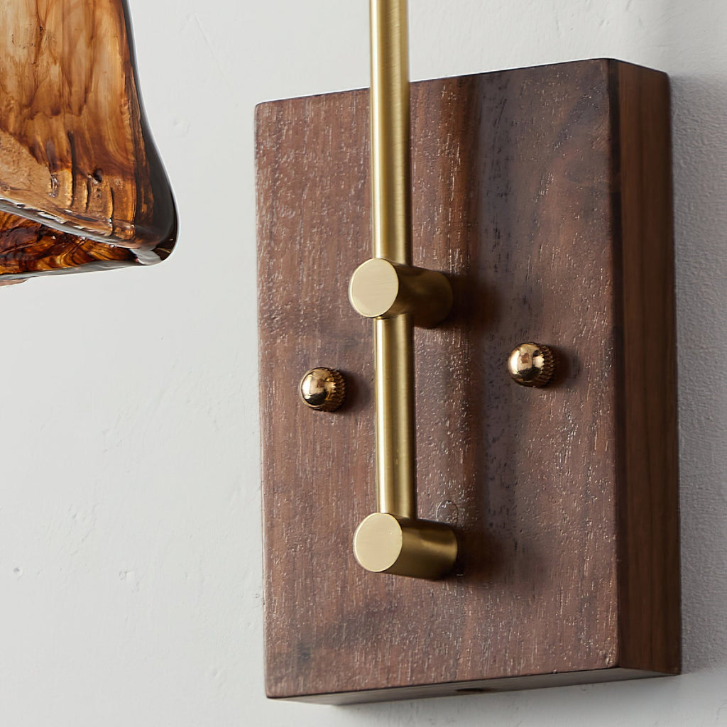 Vintage Wall Lamp | Amber Glass & Brass | Indoor Lighting