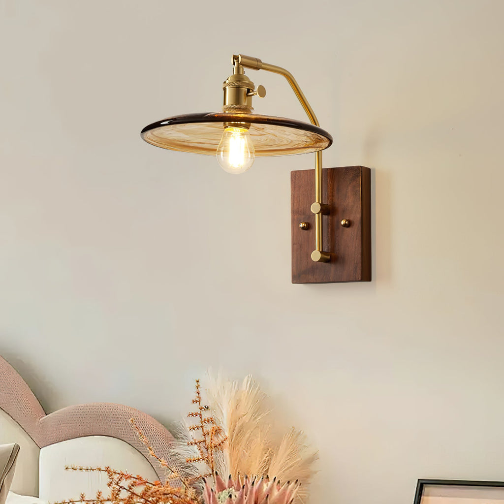 Vintage Wall Lamp | Amber Glass & Brass | Indoor Lighting