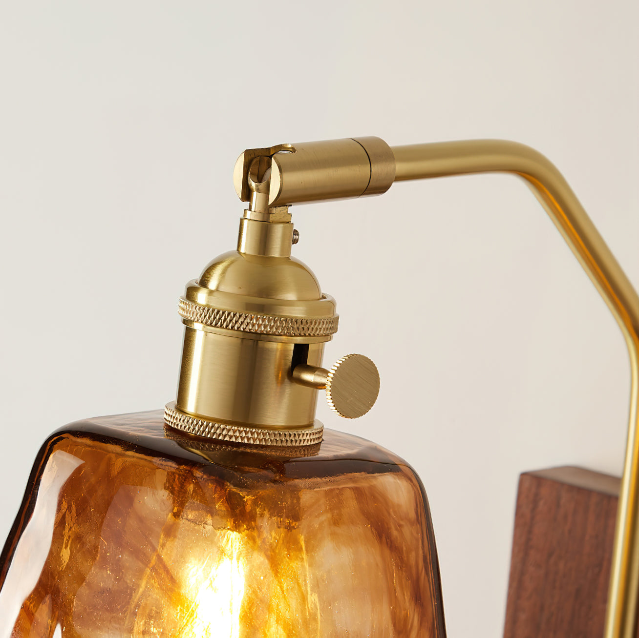 Vintage Wall Lamp | Amber Glass & Brass | Indoor Lighting