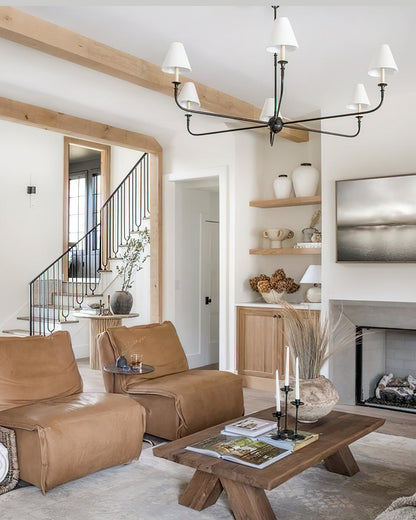 Piaf Chandelier | Premium Brass & Fabric | 2, 4, or 6 Lights