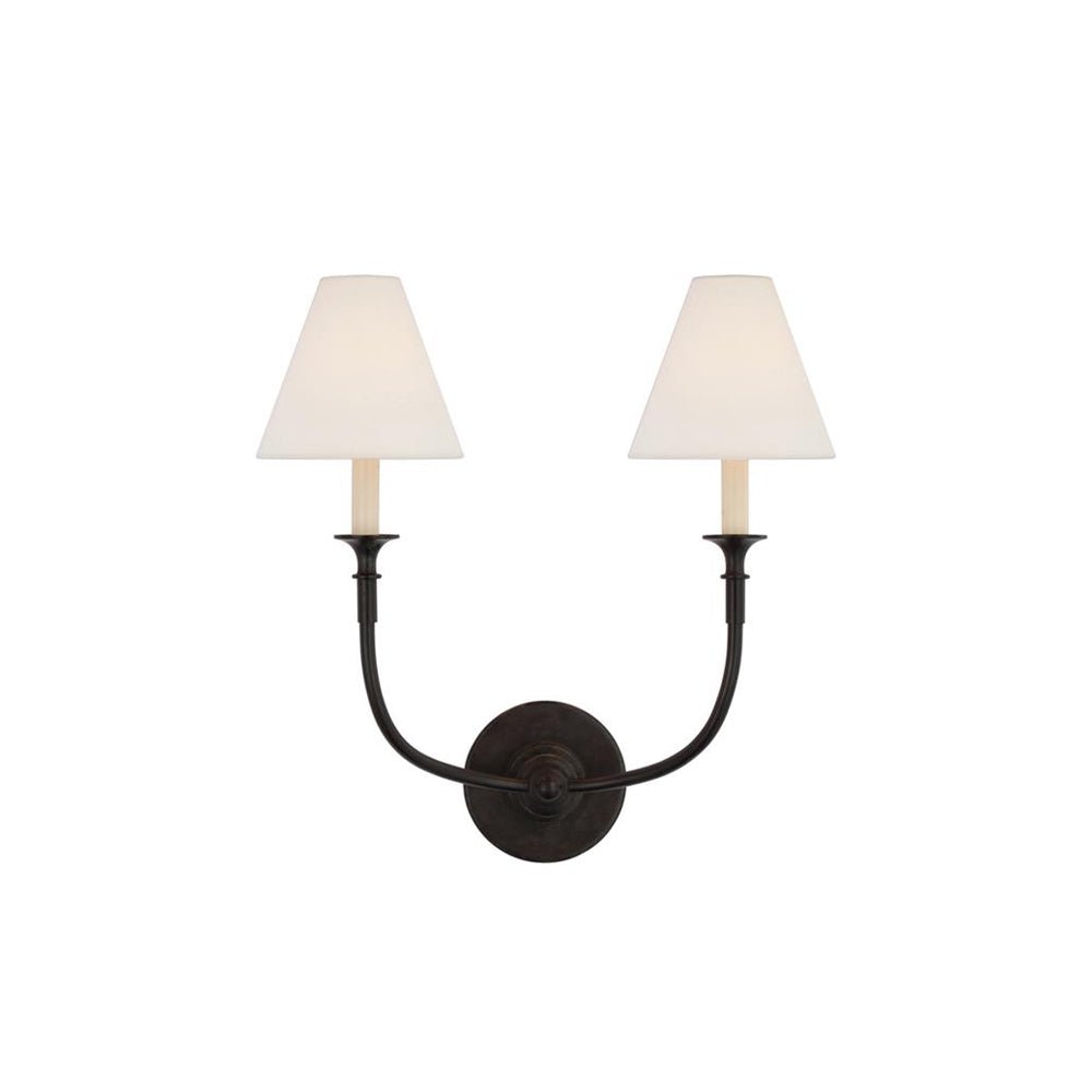 Luella Wall Lamp | Fabric & Metal | Black, Aged Gold, White