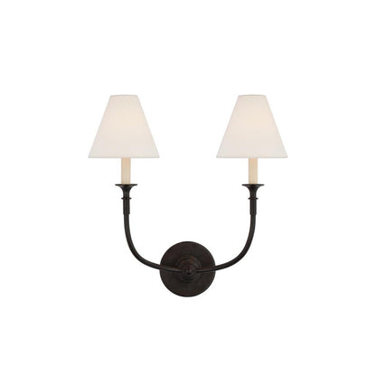 Luella Wall Lamp | Fabric & Metal | Black, Aged Gold, White