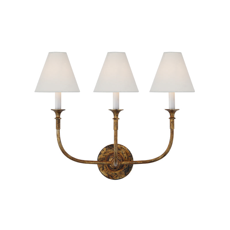 Piaf Wall Lamp | Antique Brass & White Shade | Multiple Light Options