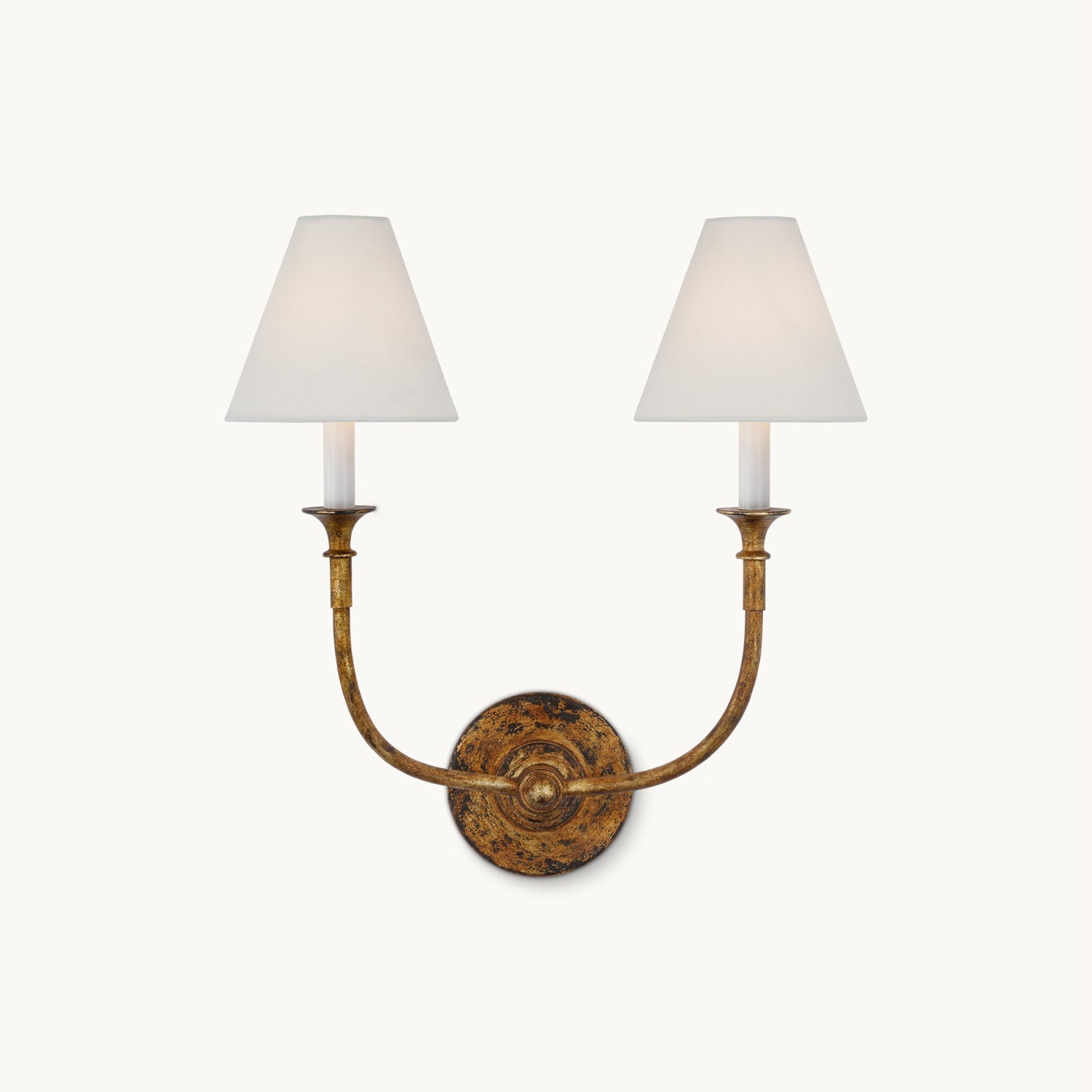 Piaf Wall Lamp | Antique Brass & White Shade | Multiple Light Options