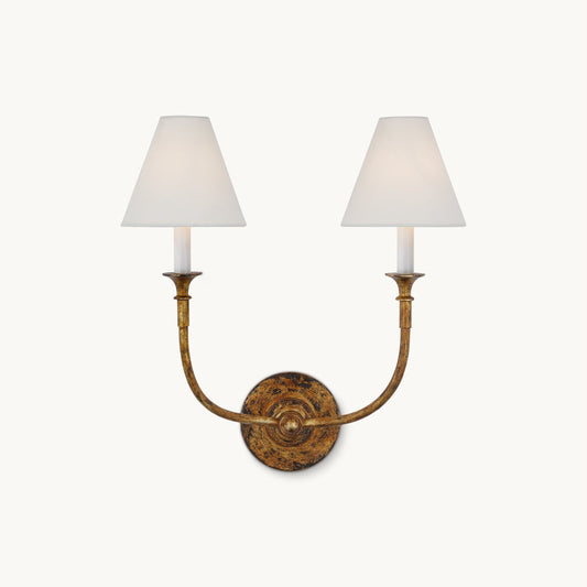 Piaf Wall Lamp | Antique Brass & White Shade | Multiple Light Options