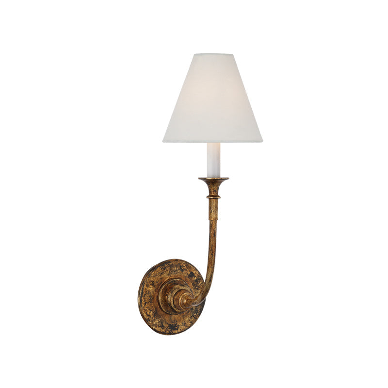 Piaf Wall Lamp | Antique Brass & White Shade | Multiple Light Options