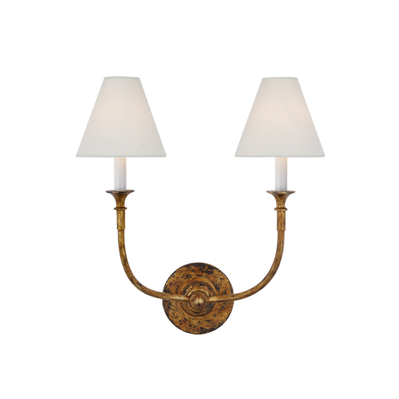 Piaf Wall Lamp | Antique Brass & White Shade | Multiple Light Options