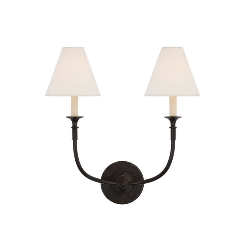 Piaf Wall Lamp | Antique Brass & White Shade | Multiple Light Options
