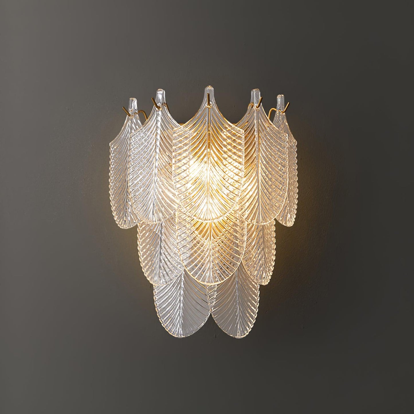 Murano Wall Sconce | Clear Textured Glass & Brass | Set of 2