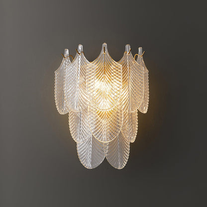 Murano Wall Sconce | Clear Textured Glass & Brass | Set of 2