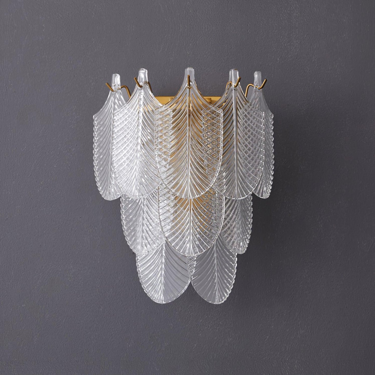 Murano Wall Sconce | Clear Textured Glass & Brass | Set of 2