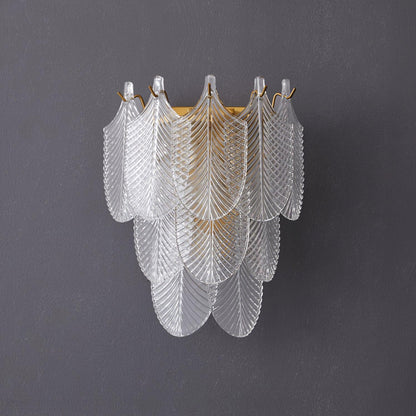 Murano Wall Sconce | Clear Textured Glass & Brass | Set of 2