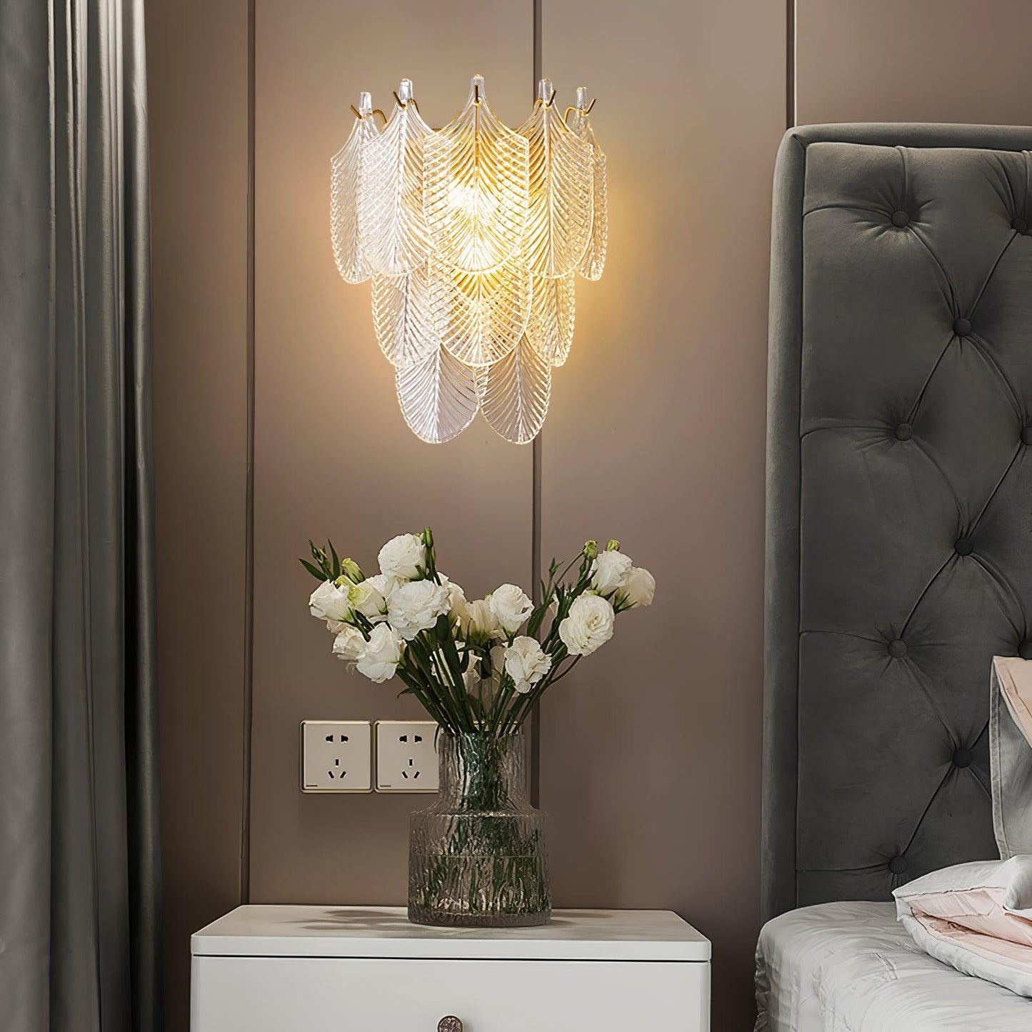 Murano Wall Sconce | Clear Textured Glass & Brass | Set of 2