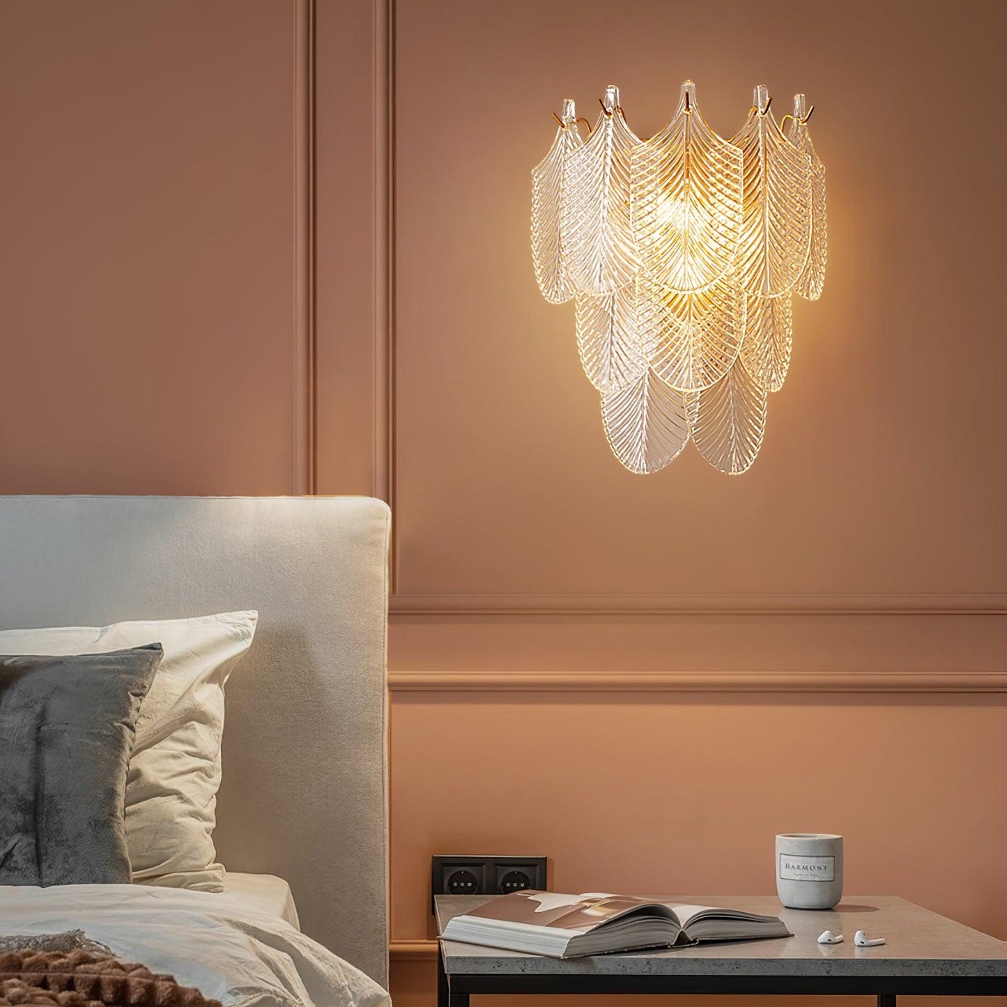 Murano Wall Sconce | Clear Textured Glass & Brass | Set of 2