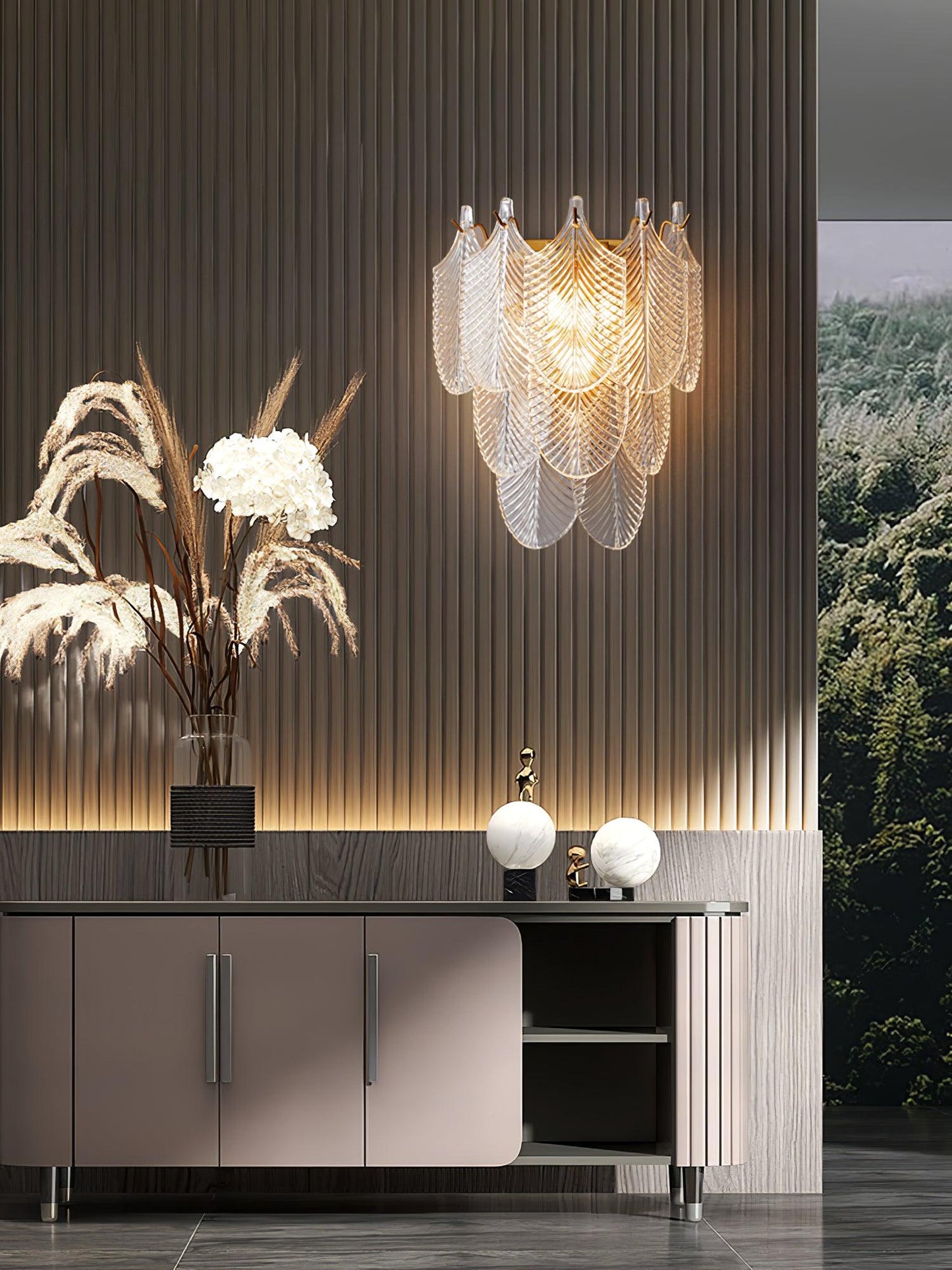 Murano Wall Sconce | Clear Textured Glass & Brass | Set of 2